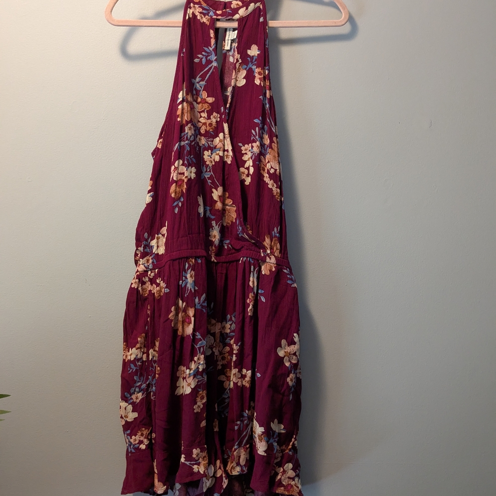 American Eagle Outfitters Floral Romper in Purple and Cream